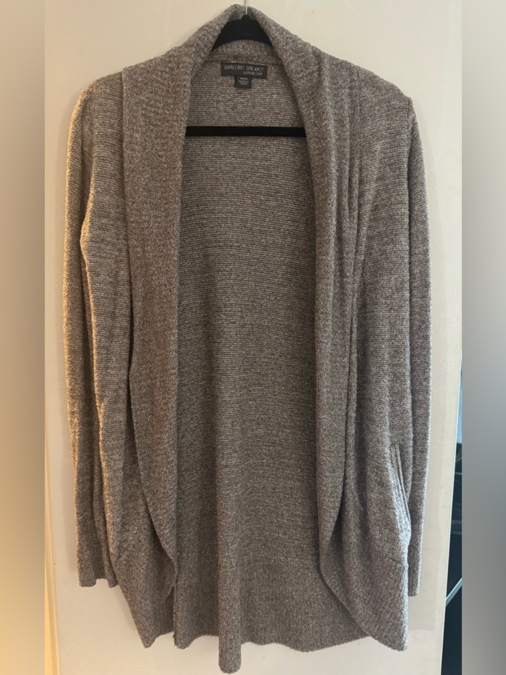 Barefoot Dreams Open-Front Shawl Cardigan - Taupe Heather